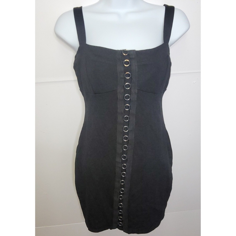 Charlotte Russe Bodycon Dress M Black knit Y2K 2000s Black Goth Grunge Punk
